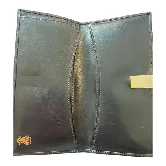 Gucci Bifold Long Card Purse Interlocking Leather Wallet Black GVUC - Picture 4 of 8